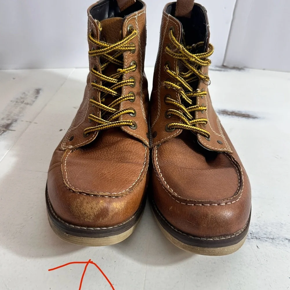 Crevo Tan Leather Lace-Up Boots Mens‎ size 13 Carmel color (SS6)